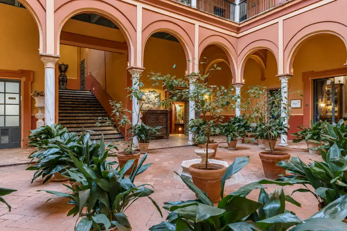 The main courtyard, columns and planting